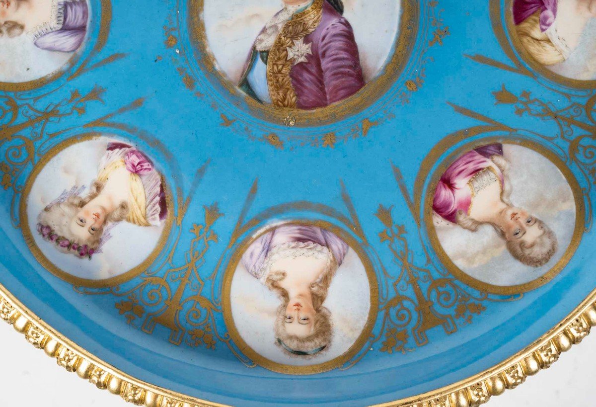 Guéridon En Bronze Doré Et Porcelaine De Sèvres, Style Louis XVI-photo-2