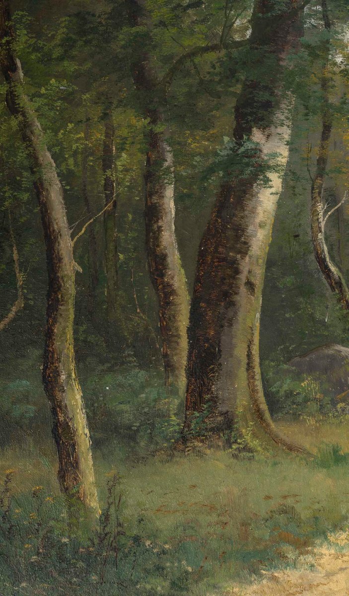  Pair Of Animated Landscapes, Oil On Canvas, 1881, Original Frames - émile Ballue (1820–1886)-photo-2