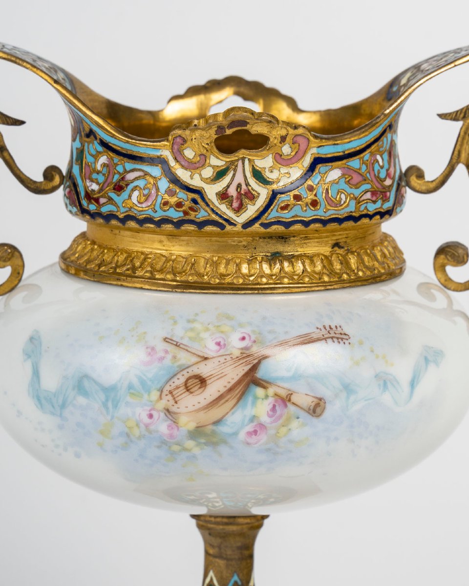 Painted Porcelain, Gilt Bronze And Cloisonné Enamel Cup – Napoleon III Style-photo-1
