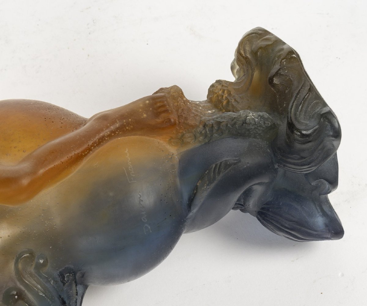 Pair Of Glass Pitchers Signed Daum France – Art Nouveau Allegorical Subject-photo-2