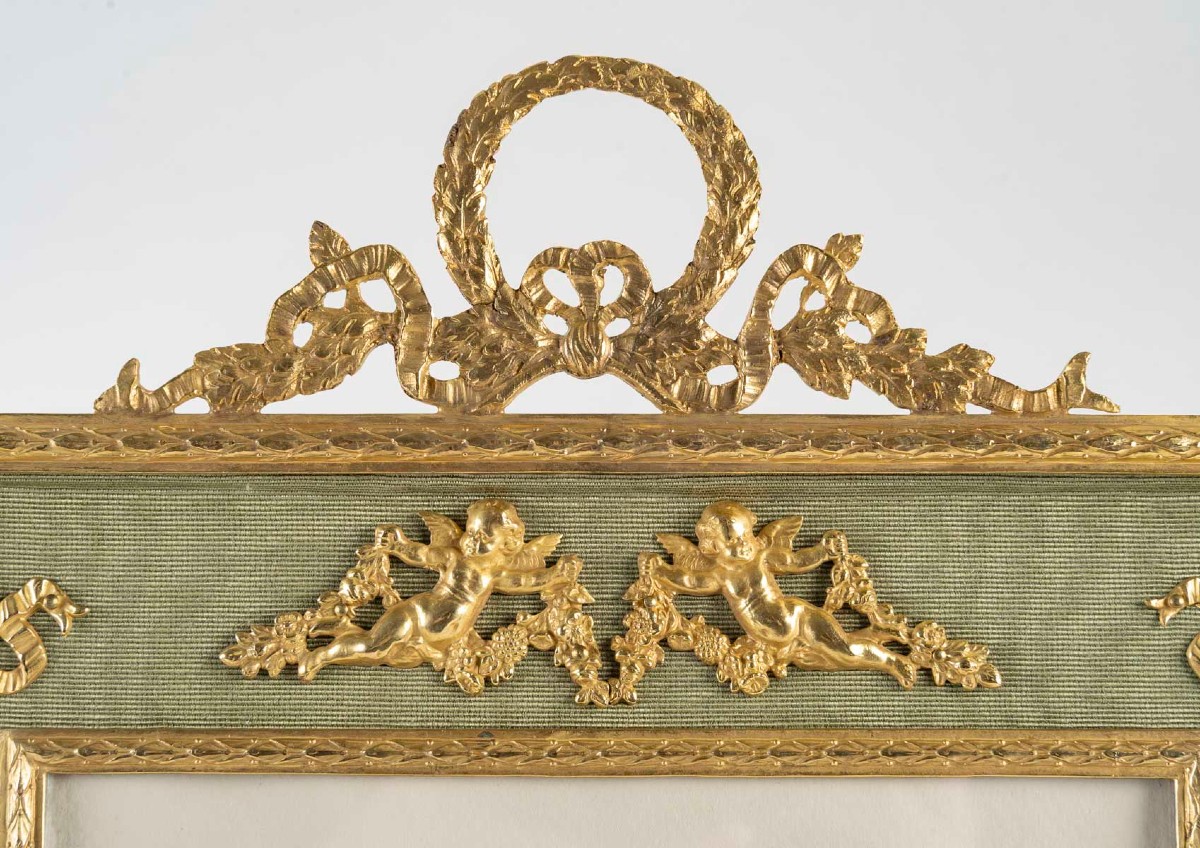 Gilded Bronze Frame And Green Fabric – Napoleon III, 19th Century-photo-2