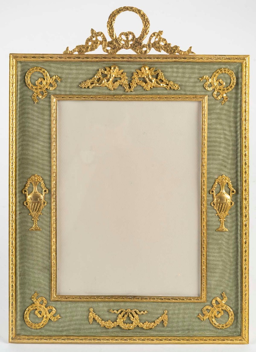 Gilded Bronze Frame And Green Fabric – Napoleon III, 19th Century