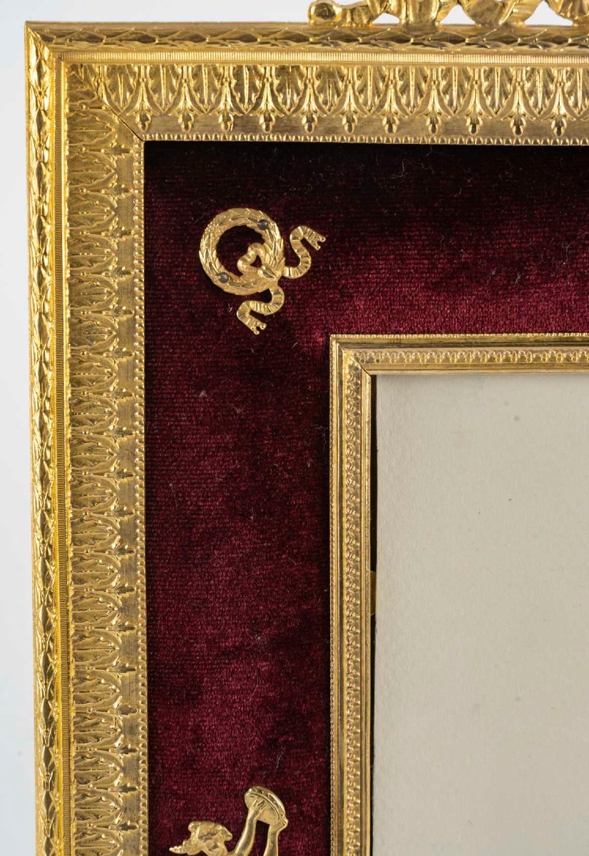 Gilt Bronze And Burgundy Velvet Frame – Napoleon III, 19th Century-photo-2