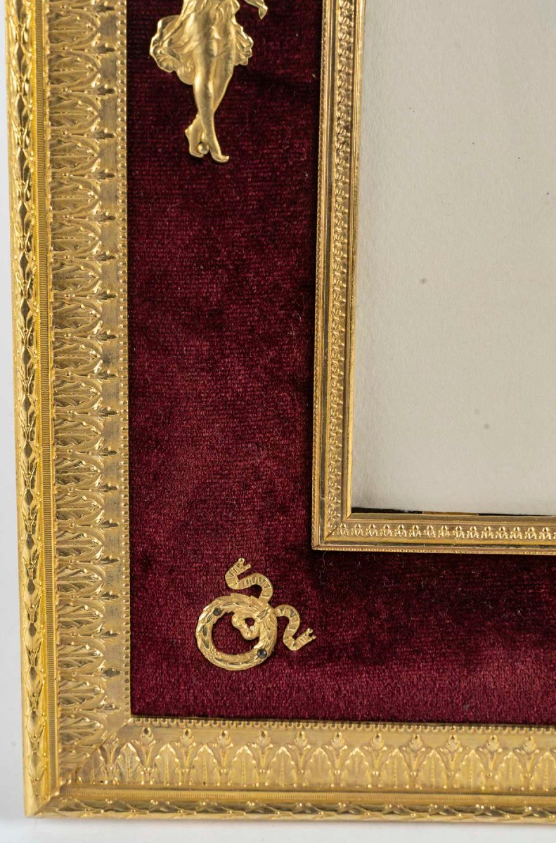 Gilt Bronze And Burgundy Velvet Frame – Napoleon III, 19th Century-photo-4