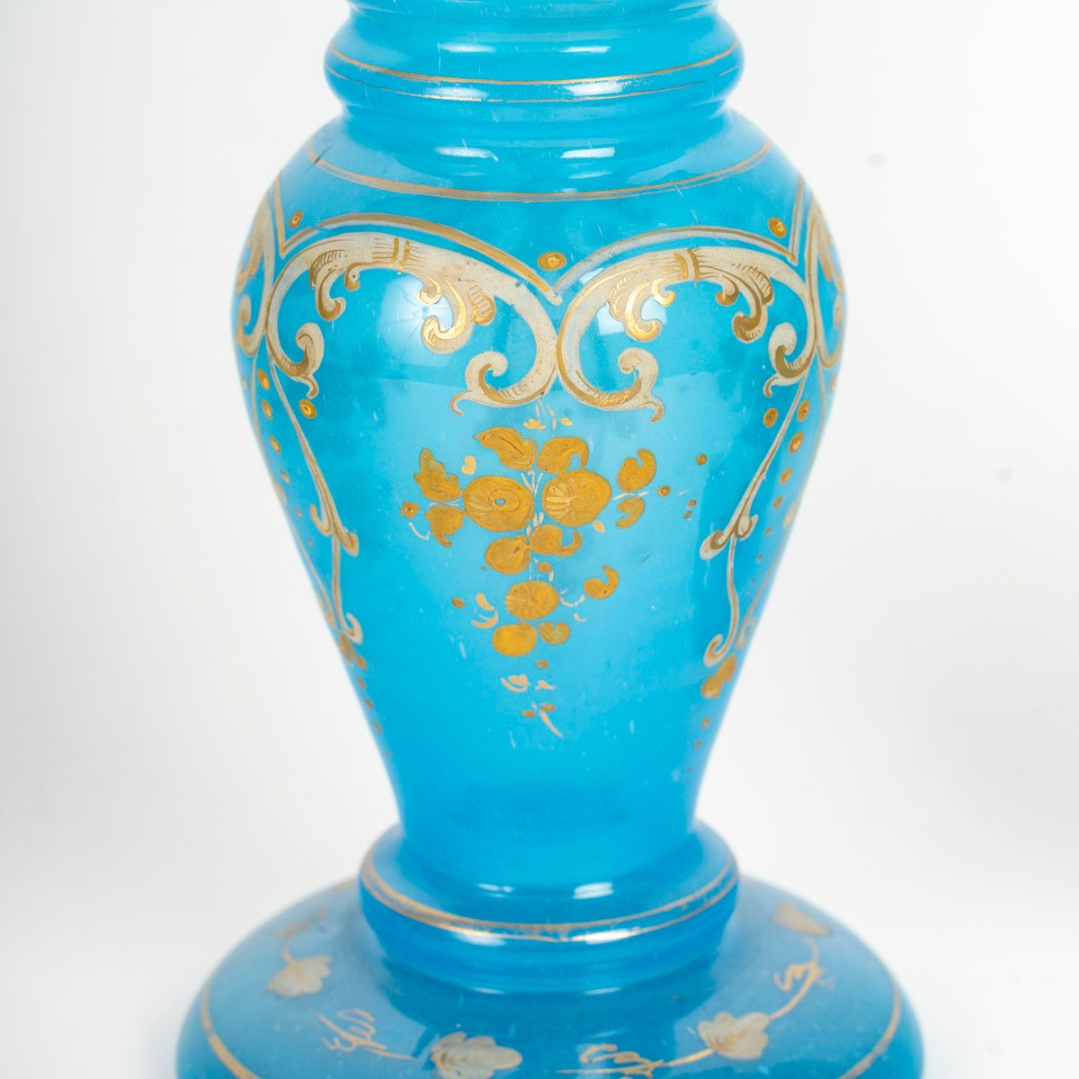 paire de vases en opaline bleue, époque XIXe siècle-photo-3