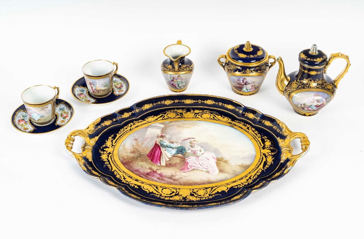 Sèvres Porcelain Coffee Service – Napoleon III Period, 19th Century – In A Box - 