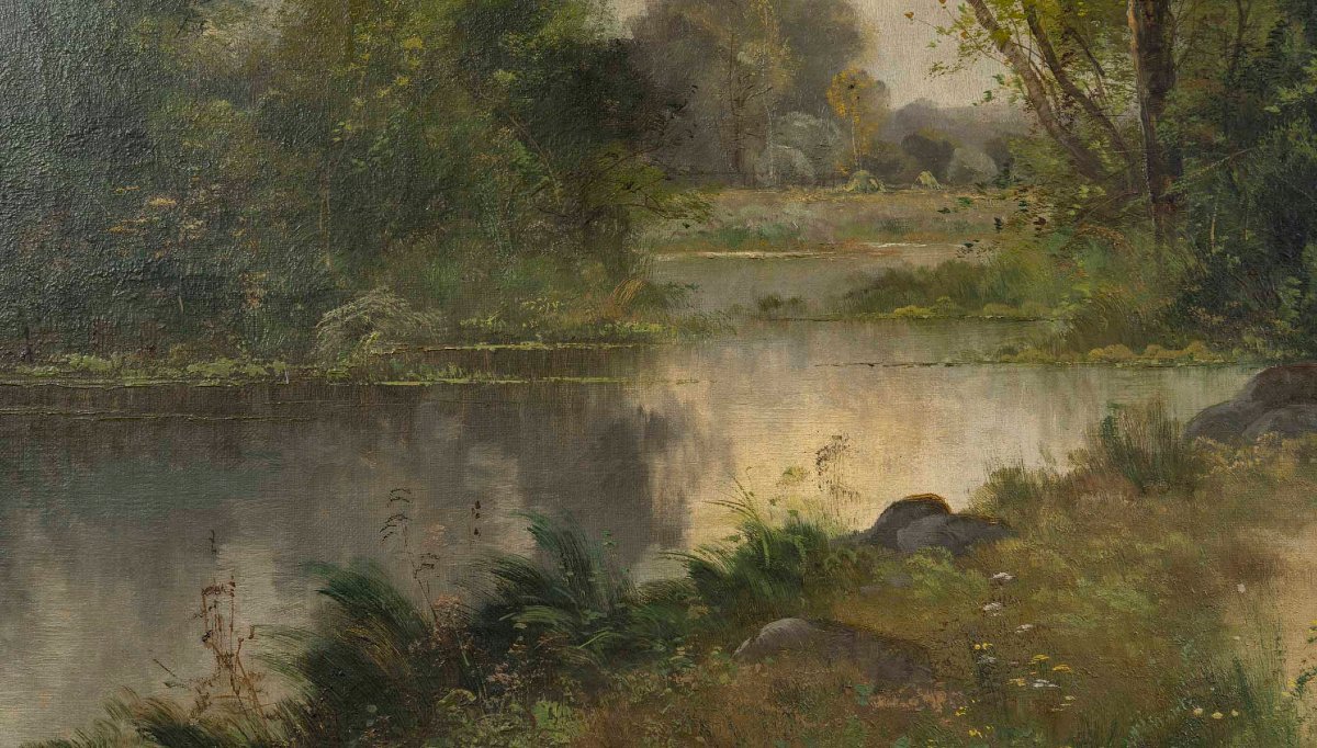 Paire de tableaux – École française du XIXᵉ siècle – signés E. Ballue, datés 1881-photo-3