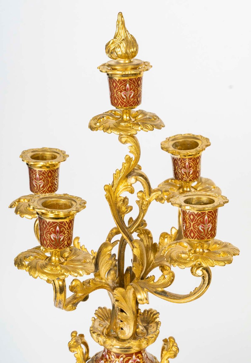 Fireplace Set, Signed Bailey Banks & Biddle - Philadelphia, 19th Century -photo-3