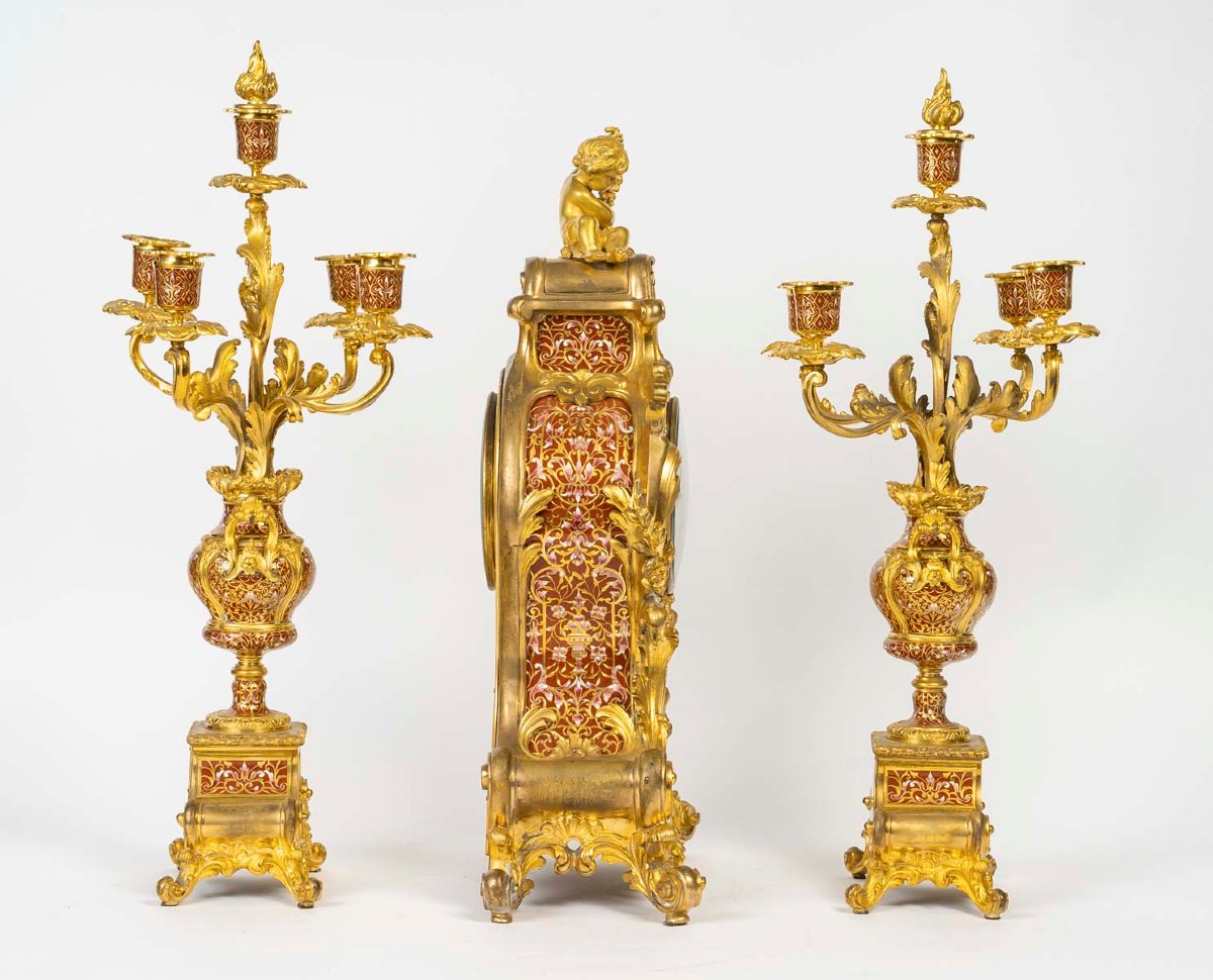 Fireplace Set, Signed Bailey Banks & Biddle - Philadelphia, 19th Century -photo-1