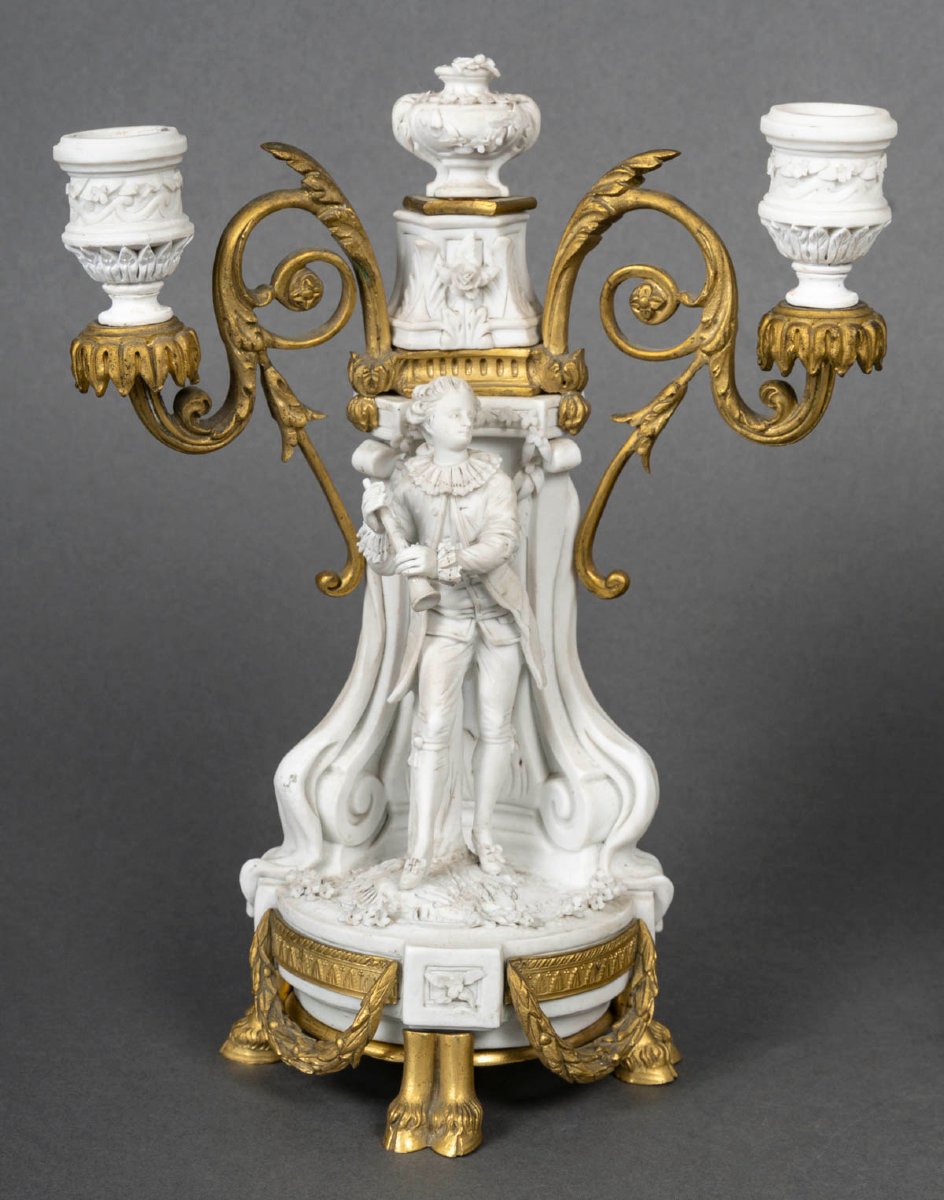 Biscuit And Gilt Bronze Fireplace Surround – Signed Lesueur – Louis XVI Style, Late 19th Century-photo-3