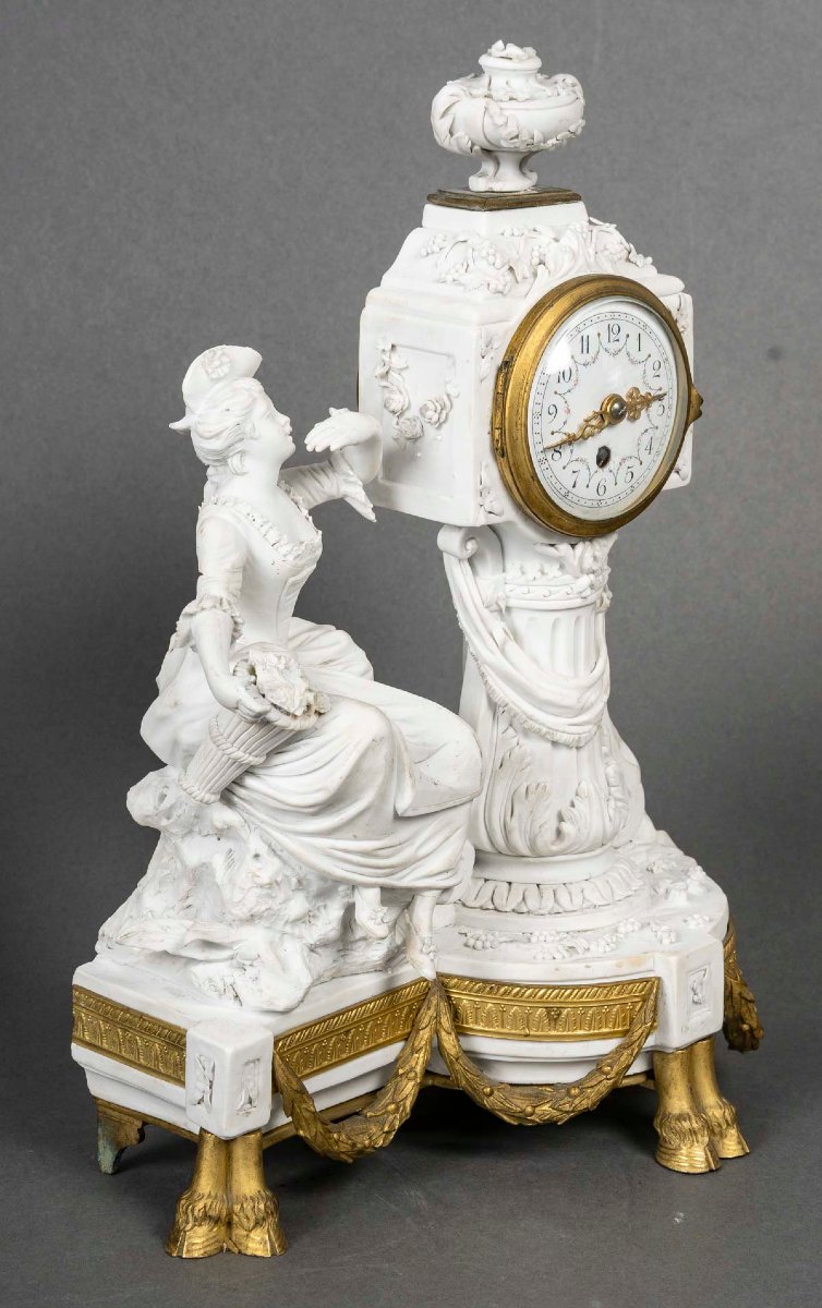 Biscuit And Gilt Bronze Fireplace Surround – Signed Lesueur – Louis XVI Style, Late 19th Century-photo-1