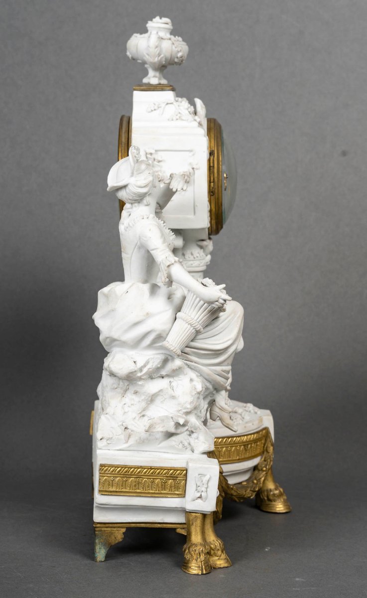 Biscuit And Gilt Bronze Fireplace Surround – Signed Lesueur – Louis XVI Style, Late 19th Century-photo-5