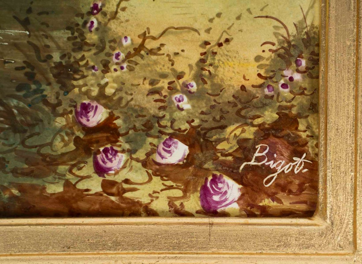 Paire de tableaux sur céramique signés Bigot – Époque Napoléon III-photo-4