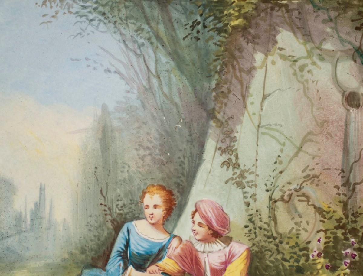 Paire de tableaux sur céramique signés Bigot – Époque Napoléon III-photo-2