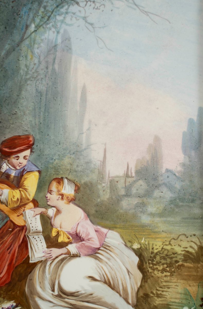 Paire de tableaux sur céramique signés Bigot – Époque Napoléon III-photo-4