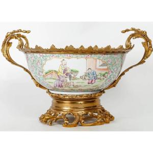 Beautiful Chinese Porcelain Cup, Gilt Bronze Mount