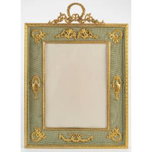 Gilded Bronze Frame And Green Fabric – Napoleon III, 19th Century