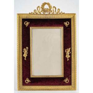 Cadre en bronze doré et velours bordeaux – Napoléon III, XIXe siècle