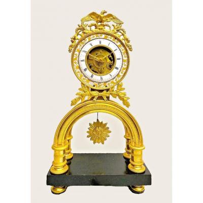 Louis XVI Pendulum Skeleton Clock Circa 1790 H. 40 Cm, Br. 22 Cm, D. 10.5 Cm