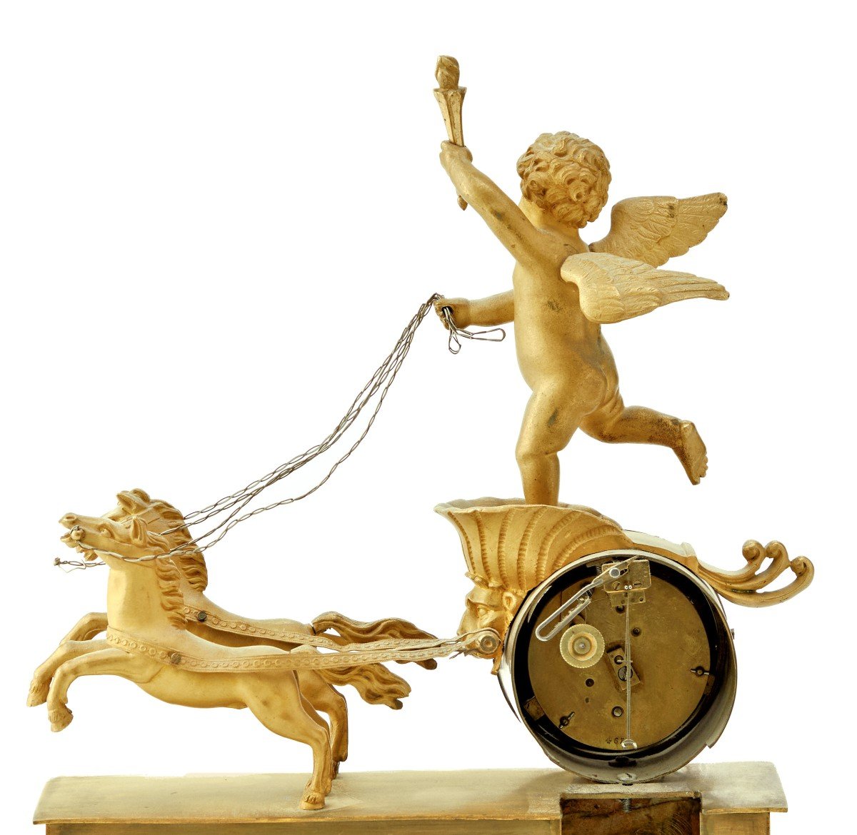 Empire Clock Circa 1810 Cupid With Allegory Battle Tank On-photo-4