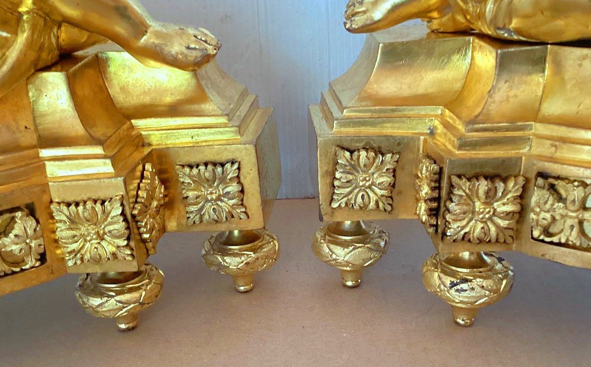 Chenets Paire Louis XVI Vers 1770  Allégories De l'Hiver Ou Du Feu   H. 26 Cm, Br. 22 Cm, P. 12 Cm    N° Inv. 1.053  2.800 €-photo-3