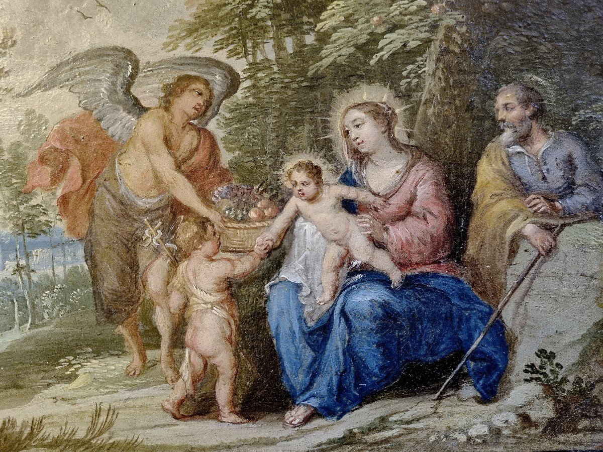 Abraham Willemsen 1614-1672 Holy Family Oil On Copper Expertise Dr. Meijer Amsterdam-photo-2