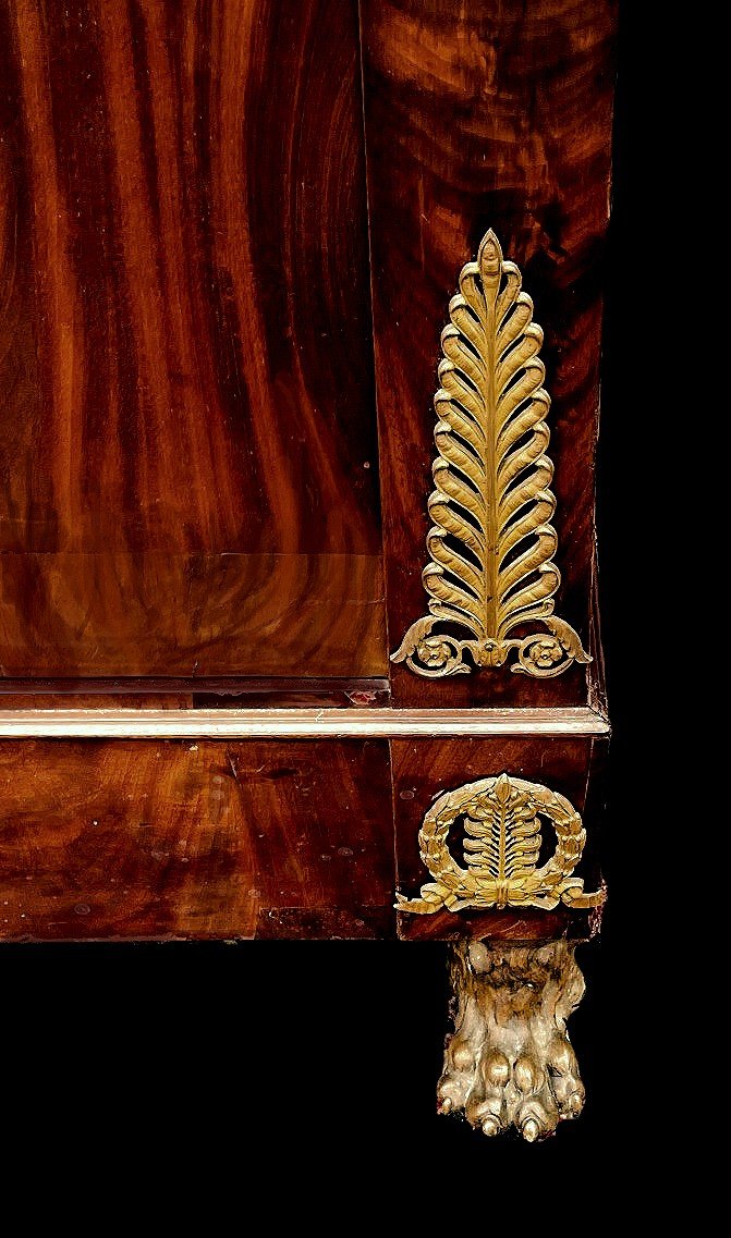 Empire Secretaire Circa 1800 Pyramidal Mahogany Rich Hot Gilded Hardware-photo-4