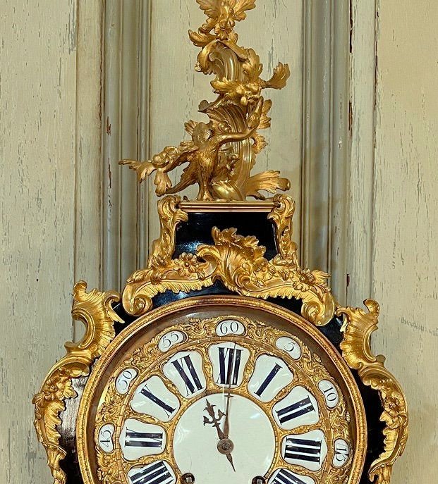 Cartel Louis XV Black Lacquer Circa 1750 Stamped - Provenance: Ducs De Montmorency-photo-4