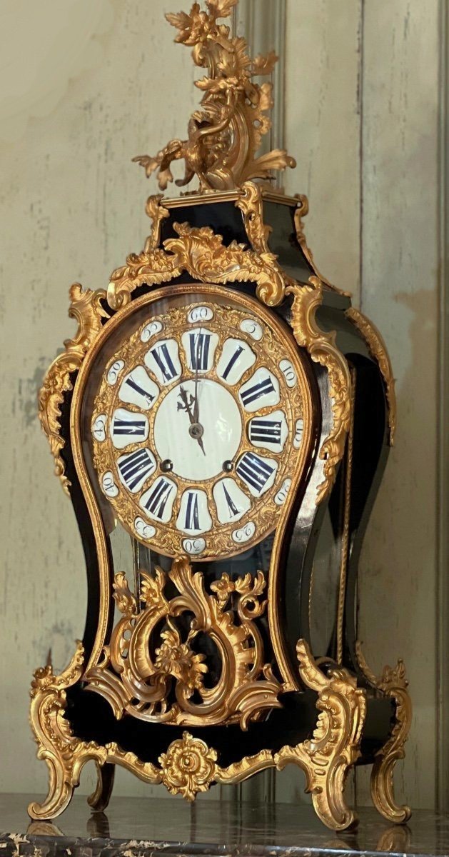 Cartel Louis XV Black Lacquer Circa 1750 Stamped - Provenance: Ducs De Montmorency-photo-1