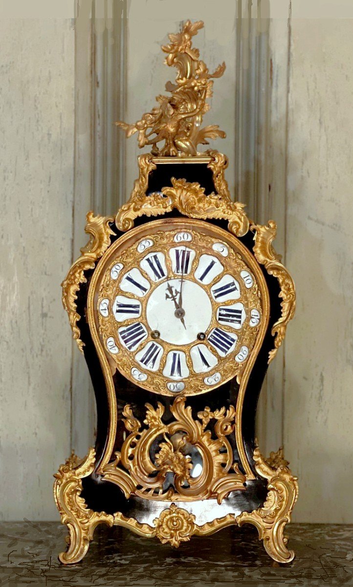 Cartel Louis XV Black Lacquer Circa 1750 Stamped - Provenance: Ducs De Montmorency