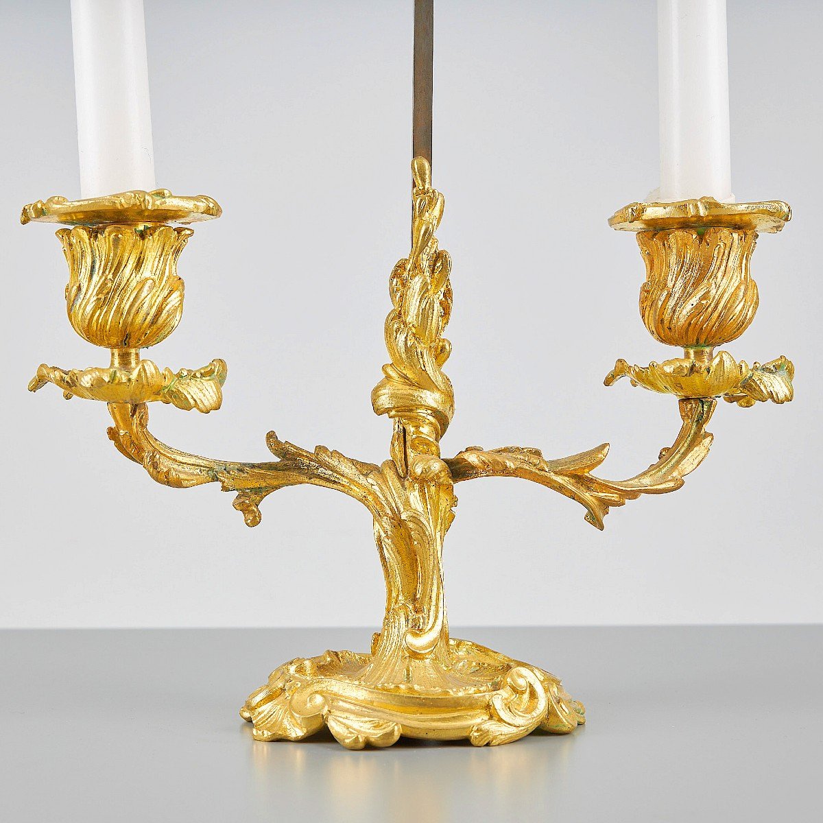 Lampe à écran 18ème/19ème Siècle.   H. 53 Cm  Bronze Doré-photo-1