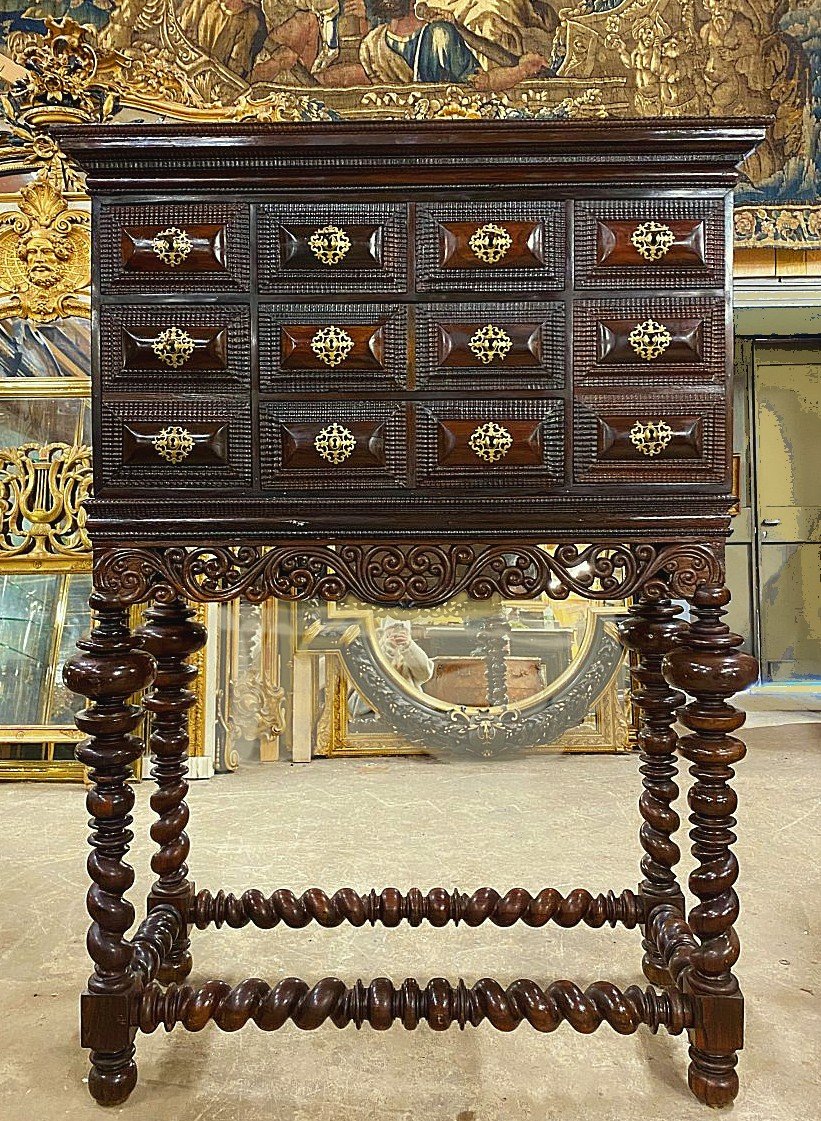 Cabinet Portugal Baroque Louis XIII XVIIth Century H. 151 Cm, Br. 109 Cm, D. 50 Cm