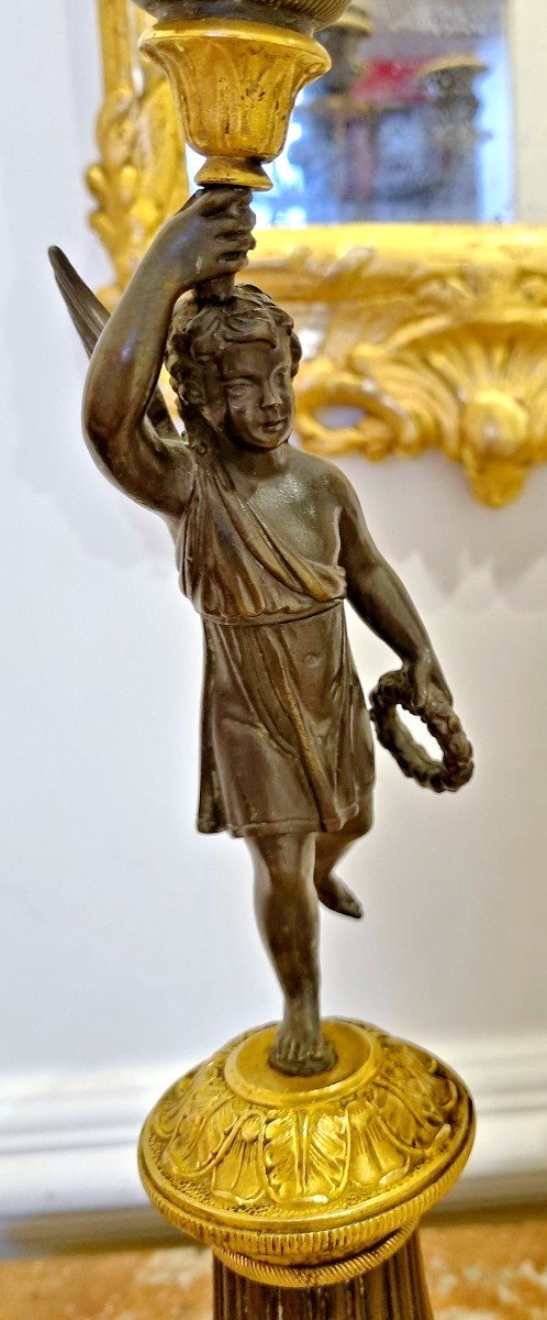 Pair Of Empire Candelabras Around 1820 H.56 Cm-photo-5