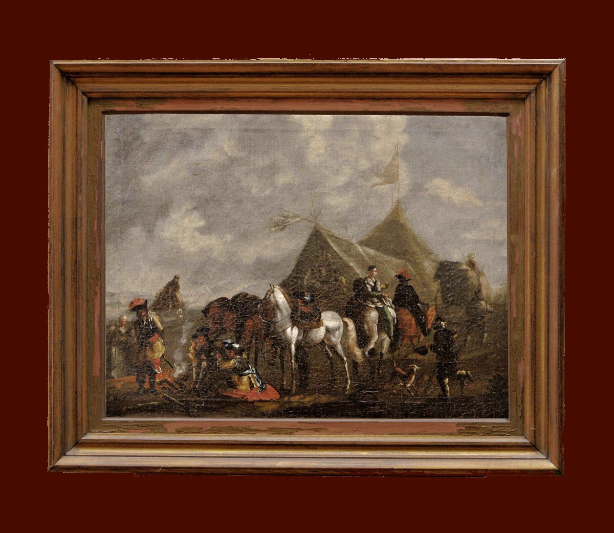 August Querfurt 1696-1761 Attr. Bivouac Tent Camp With Soldiers