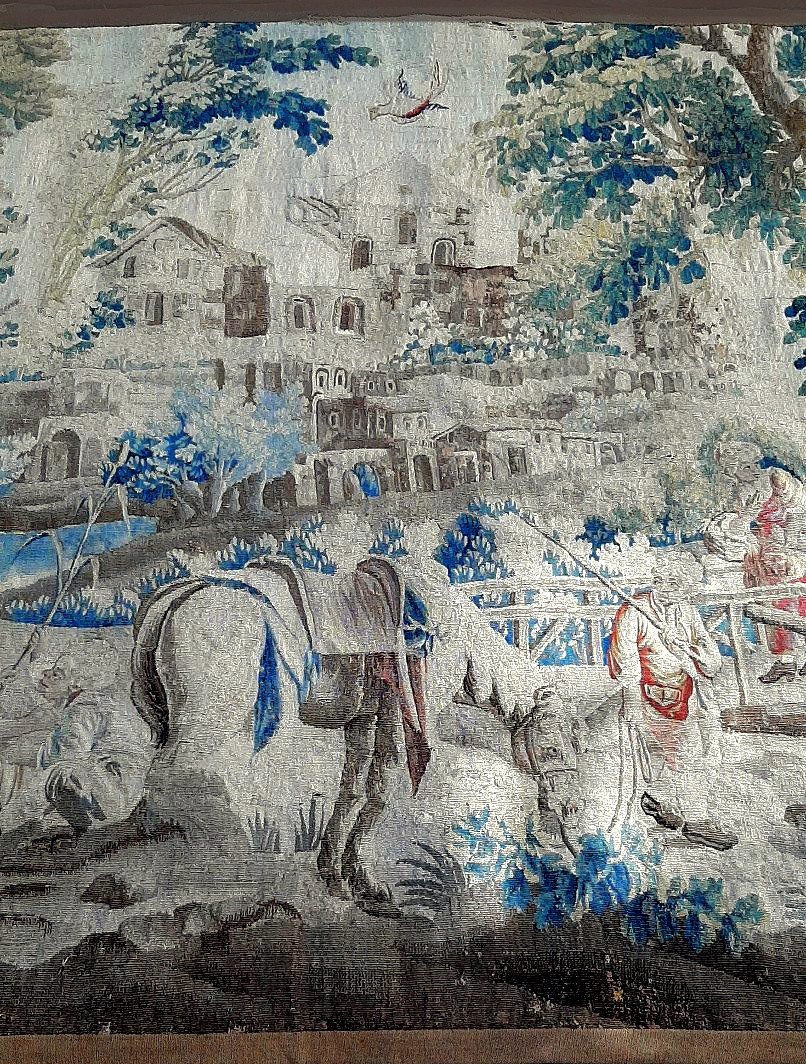 18th Century Aubusson Tapestry. On The Hunt 196 X 256 Cm-photo-4