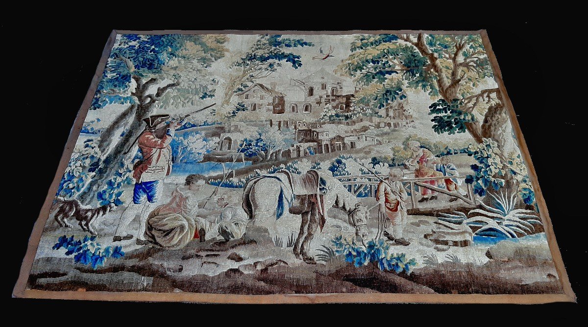 18th Century Aubusson Tapestry. On The Hunt 196 X 256 Cm