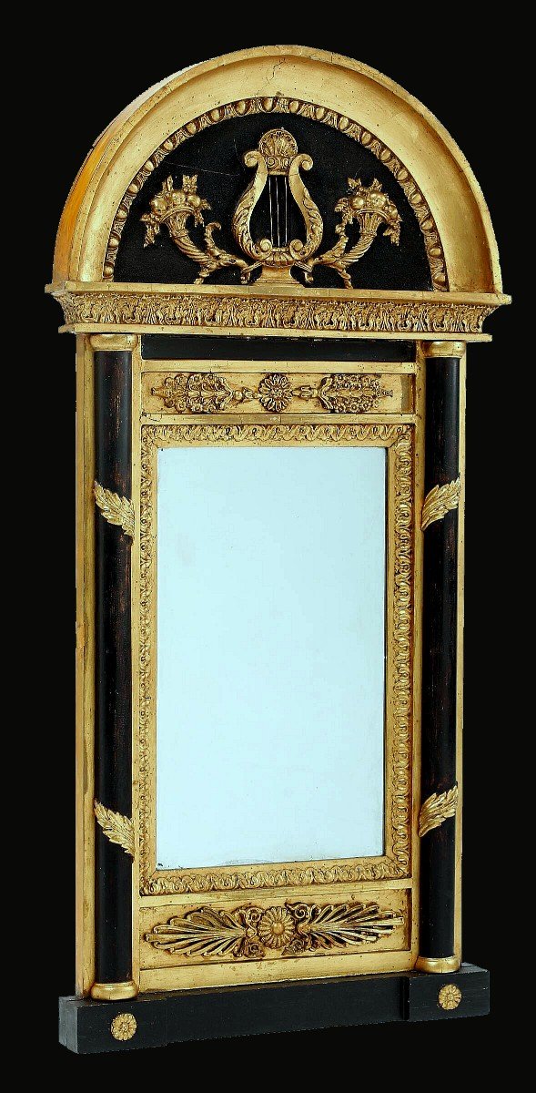 Miroir Empire Suède Stockholm étiquette De Maître Vers 1810 