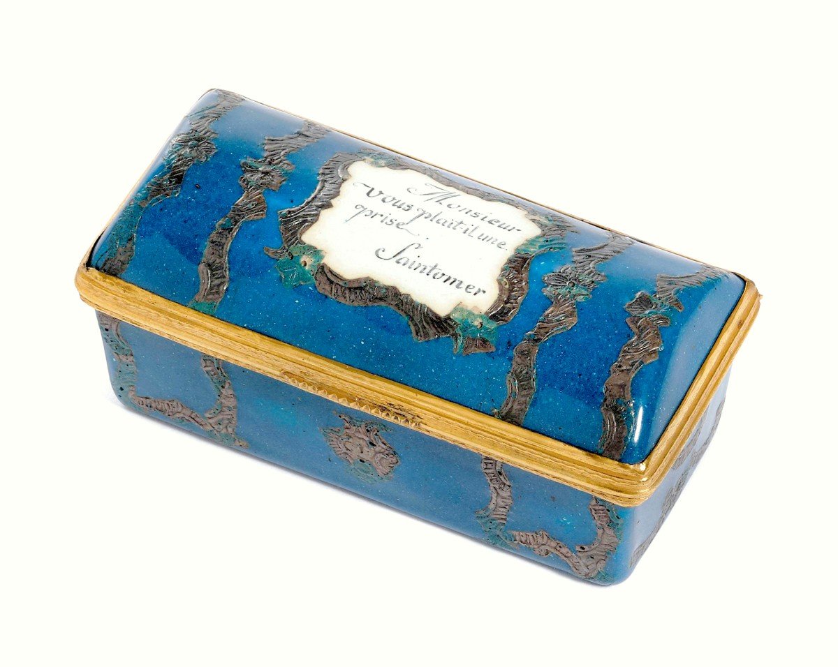 Enamel Snuffbox In The Shape Of A Suitcase Ellwangen Circa 1765 Andreas Bechdolff 1733 - 1807