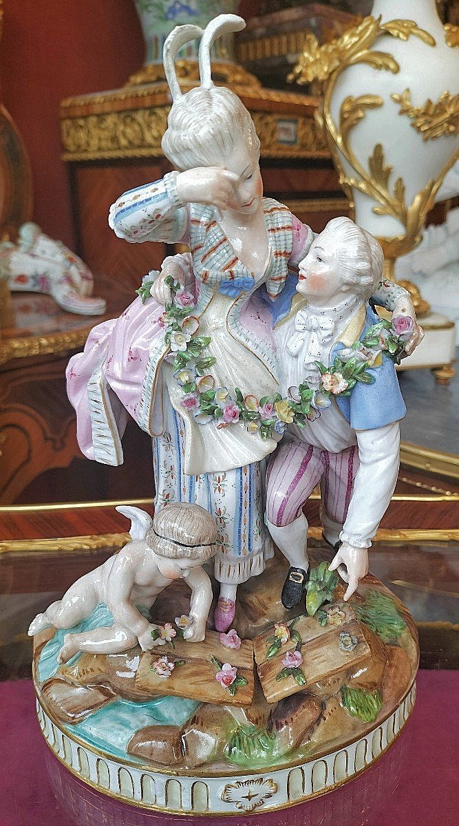Meissen Porcelain Around 1780 "the Broken Bridge" Model By Michel Victor Steel Around 1777 Brand