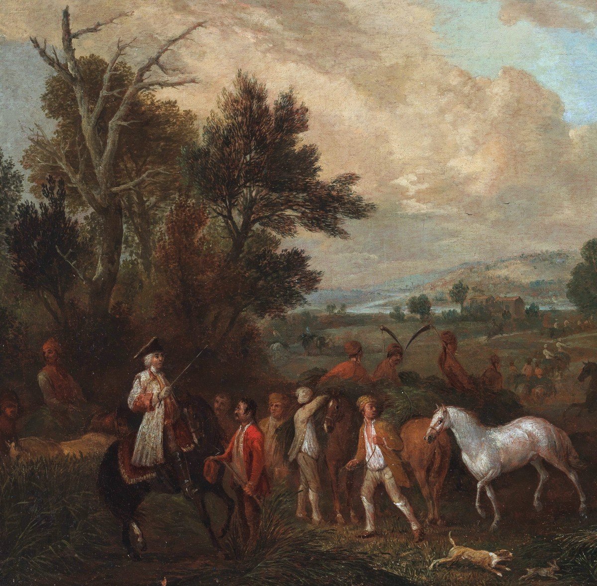 Jan Peter Verdussen (1700-1763) At The Harvest Signed Lower Right Oil On Canvas-photo-2