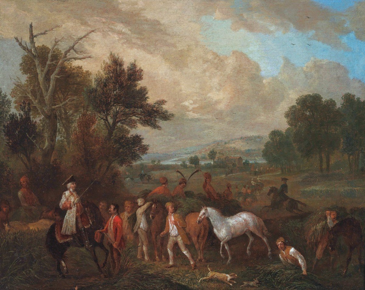 Jan Peter Verdussen (1700-1763) At The Harvest Signed Lower Right Oil On Canvas-photo-4