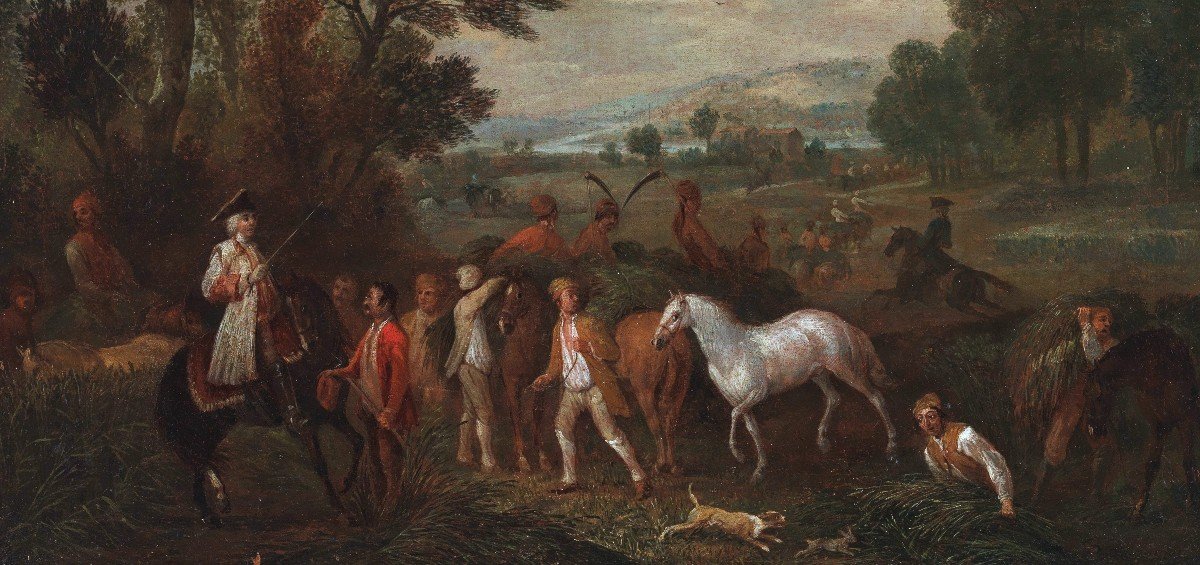 Jan Peter Verdussen (1700-1763) At The Harvest Signed Lower Right Oil On Canvas-photo-1