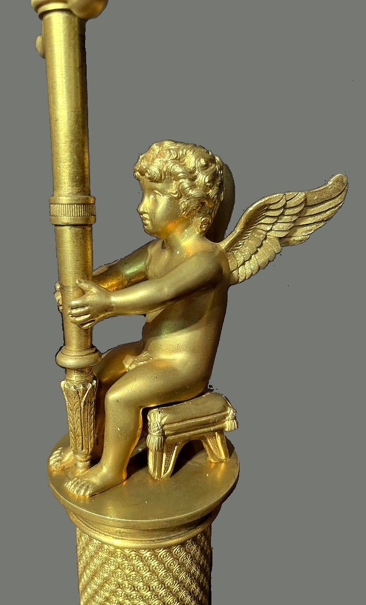 Candelabras Girandoles Empire Circa 1800 H. 36.5 Cm Sitting Putti-photo-2