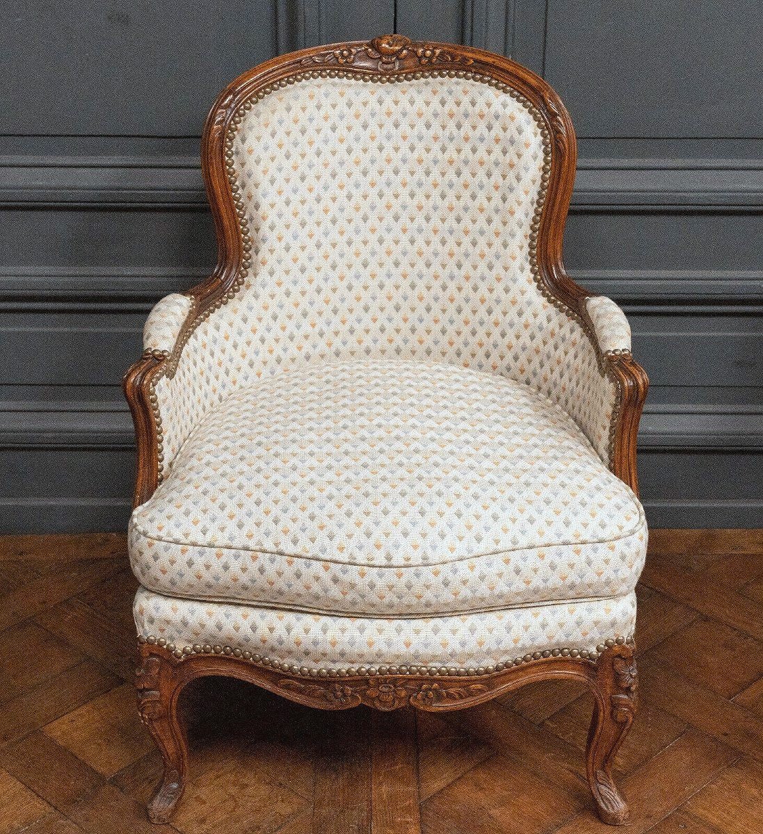 Bergeres Louis XV Around 1750 Dimensions: Height: 80 Cm Width: 60 Cm Depth: 60 Cm-photo-4