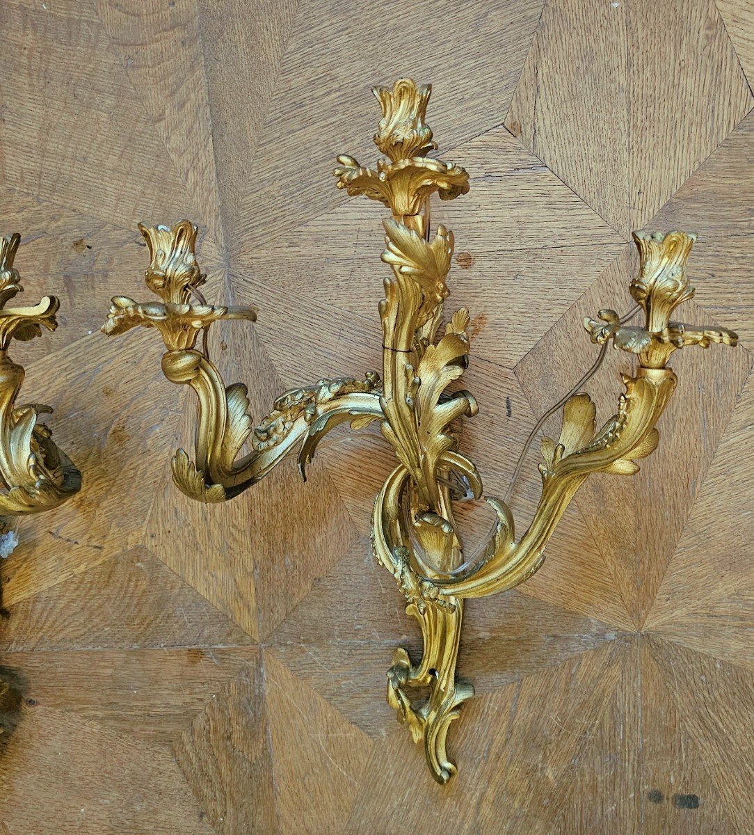 Louis XV Wall Lights 19th Century. H. 57 Cm (without Candles) Subsequently Electrified-photo-2