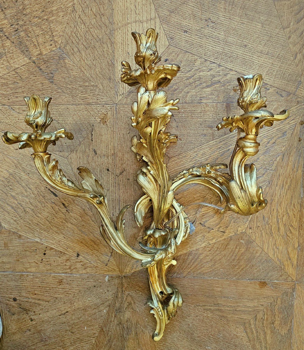 Louis XV Wall Lights 19th Century. H. 57 Cm (without Candles) Subsequently Electrified-photo-3