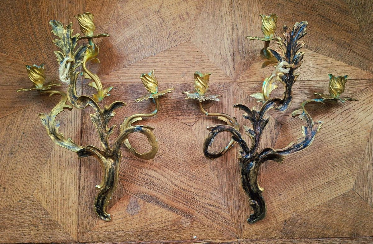 Appliques Louis XV 19ème Siècle.  H. 45 Cm -photo-1