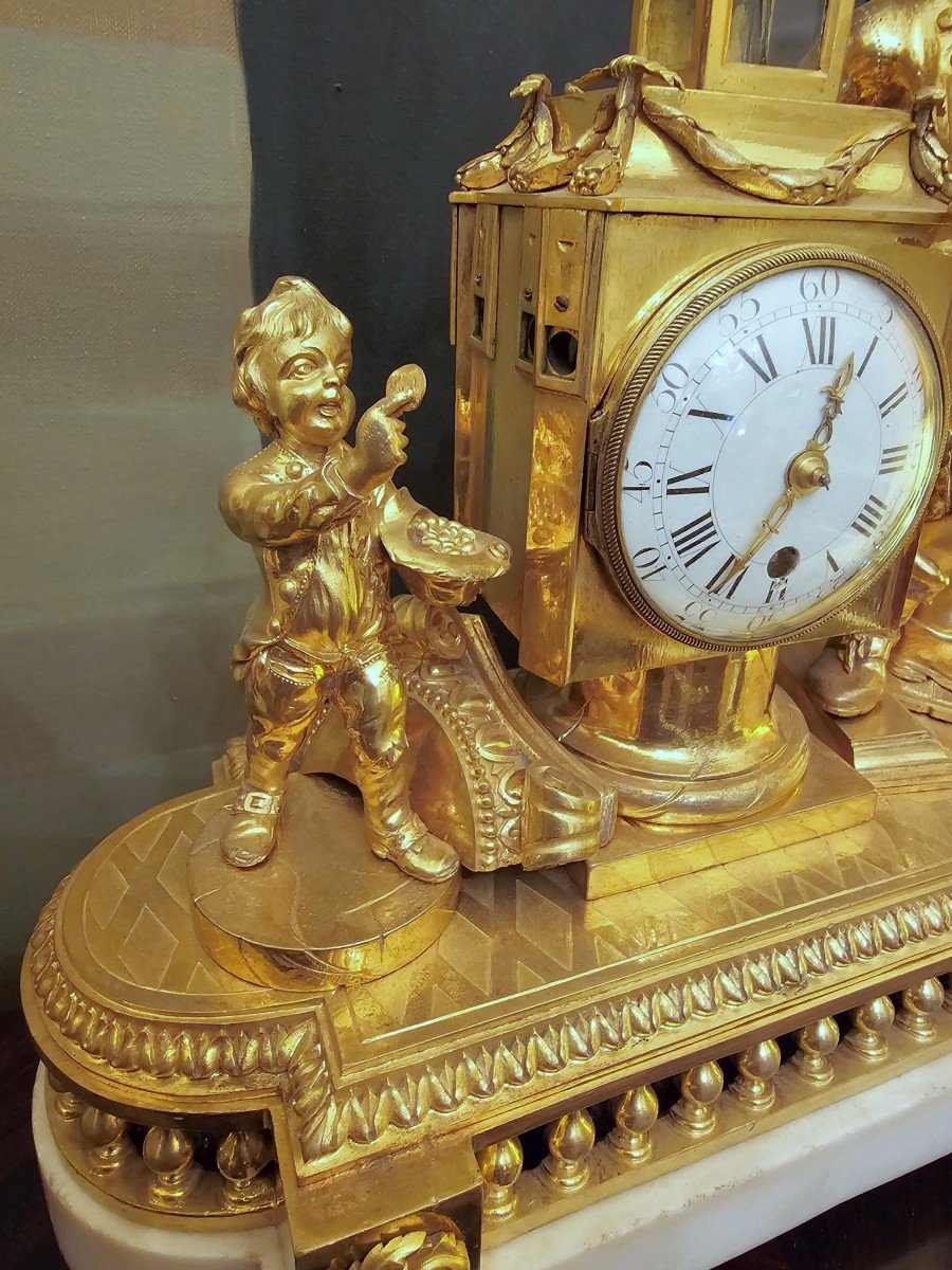 Extremely Rare Louis XVI Magic Lantern Clock Circa 1780. H. 38 Cm-photo-2