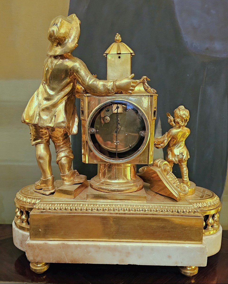 Extremely Rare Louis XVI Magic Lantern Clock Circa 1780. H. 38 Cm-photo-4