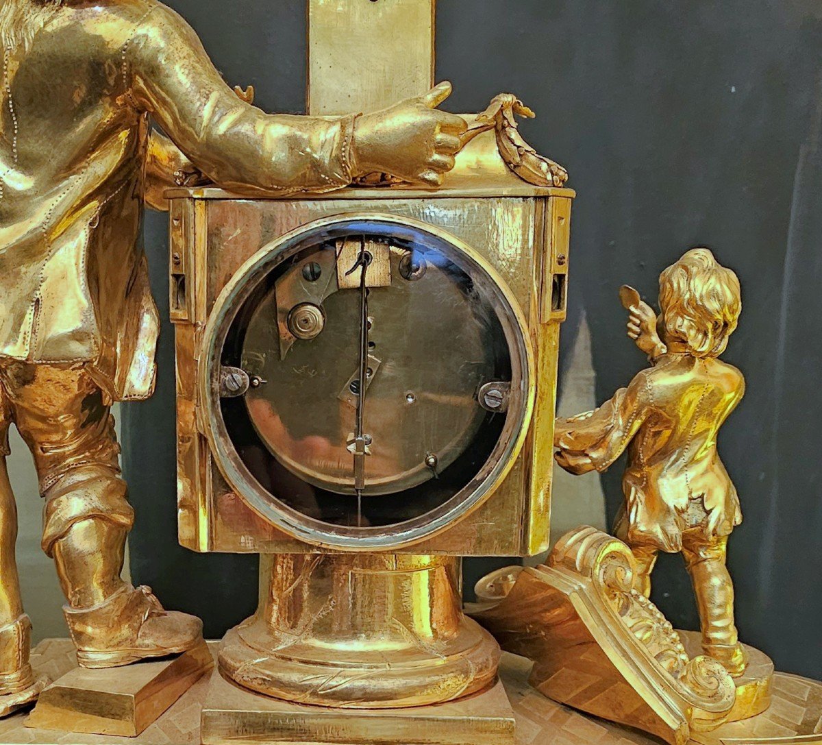 Extremely Rare Louis XVI Magic Lantern Clock Circa 1780. H. 38 Cm-photo-2